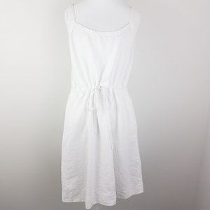 Eileen Fisher | White Linen Sun Dress Tie Waist